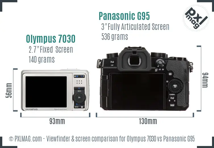 Olympus 7030 vs Panasonic G95 Screen and Viewfinder comparison
