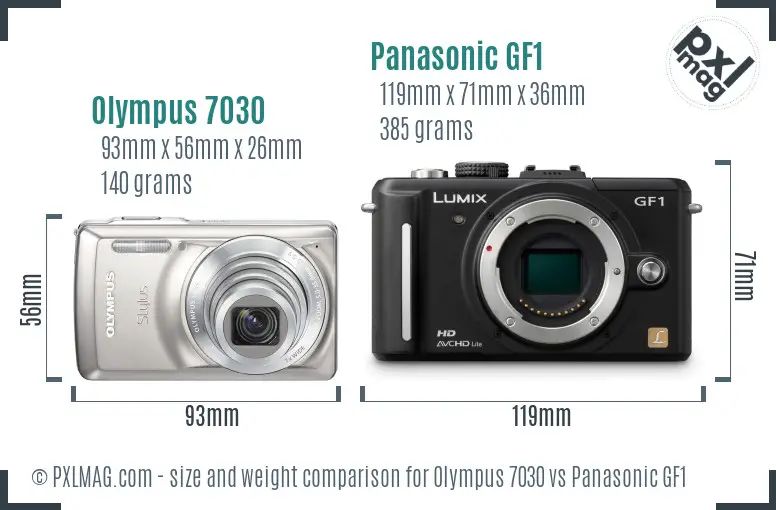Olympus 7030 vs Panasonic GF1 size comparison