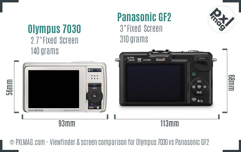 Olympus 7030 vs Panasonic GF2 Screen and Viewfinder comparison