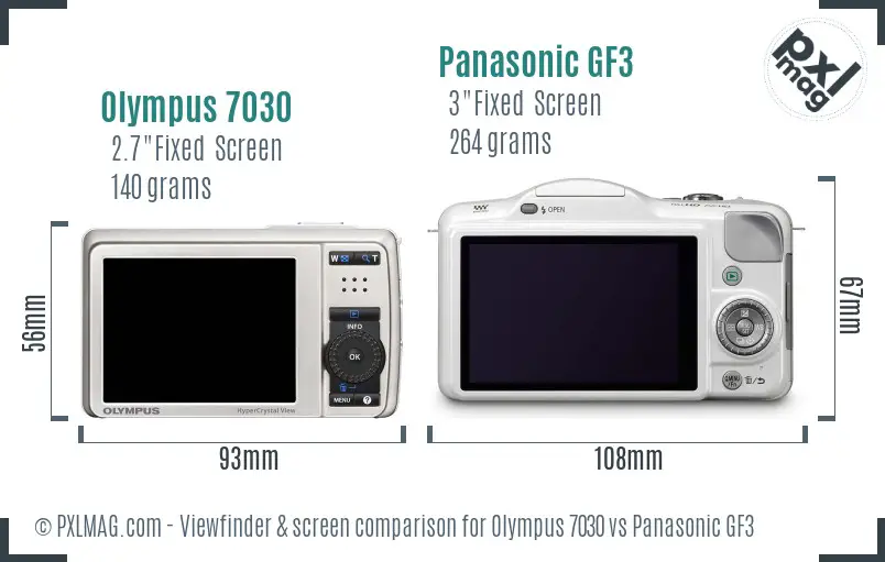 Olympus 7030 vs Panasonic GF3 Screen and Viewfinder comparison