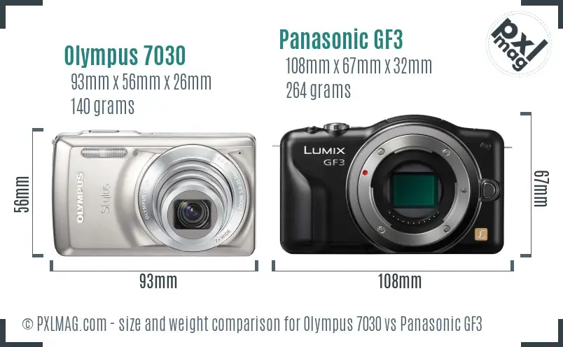 Olympus 7030 vs Panasonic GF3 size comparison