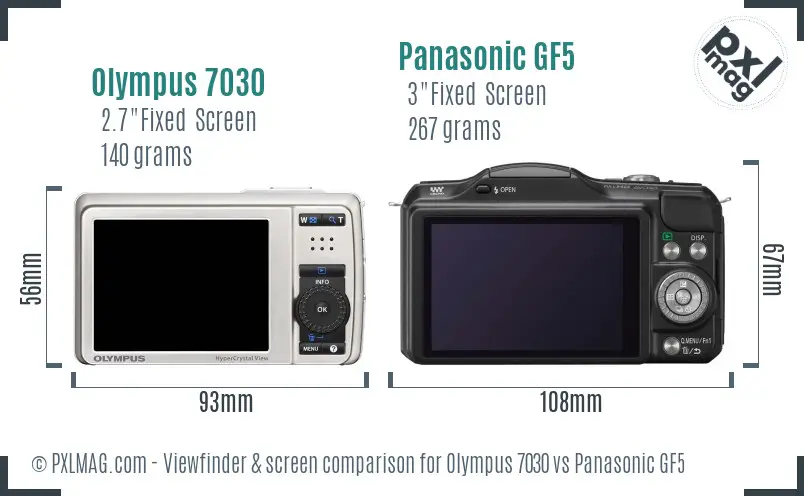 Olympus 7030 vs Panasonic GF5 Screen and Viewfinder comparison