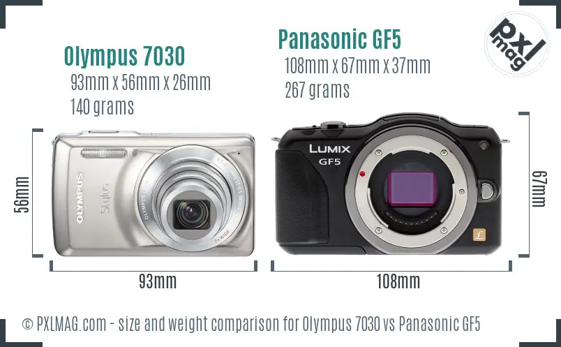Olympus 7030 vs Panasonic GF5 size comparison