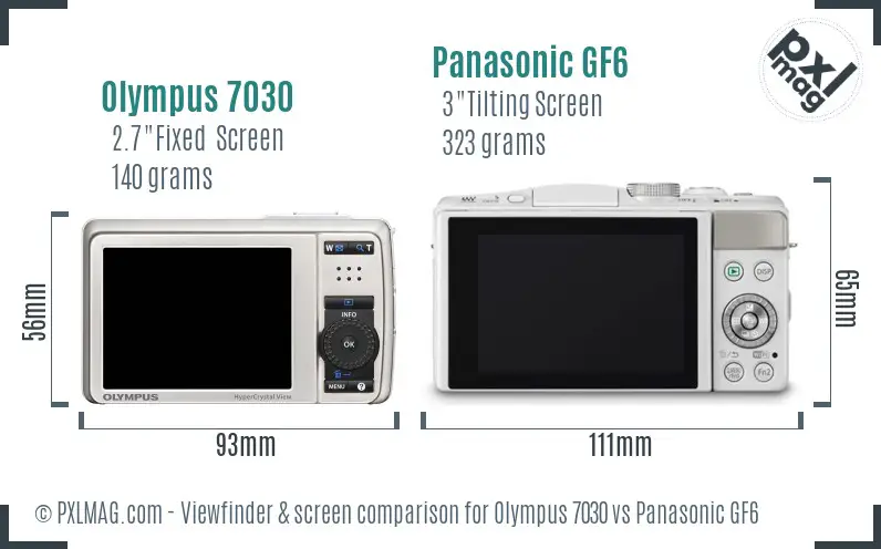 Olympus 7030 vs Panasonic GF6 Screen and Viewfinder comparison