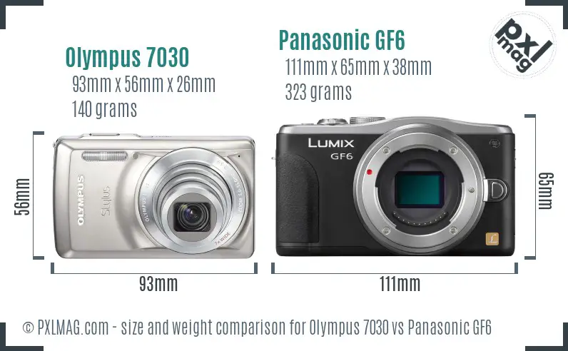 Olympus 7030 vs Panasonic GF6 size comparison