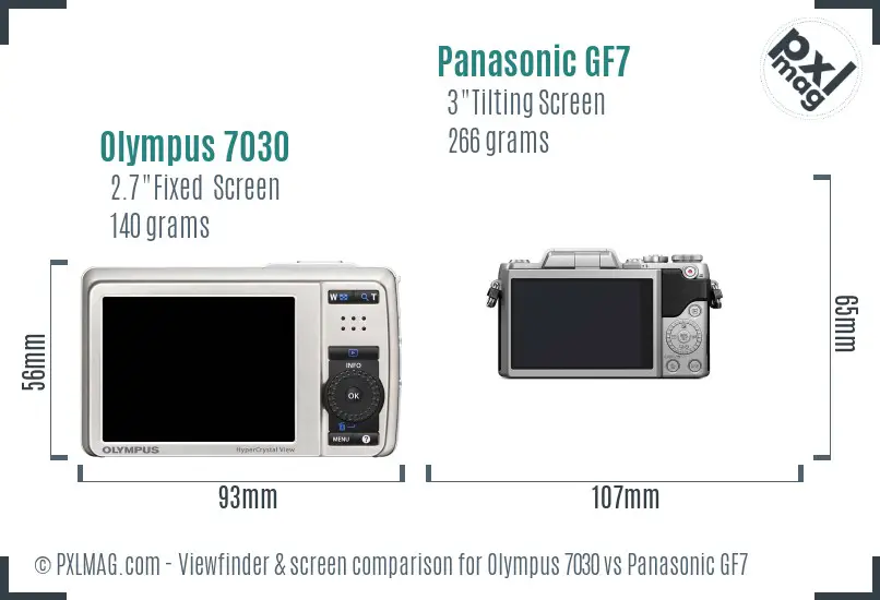 Olympus 7030 vs Panasonic GF7 Screen and Viewfinder comparison