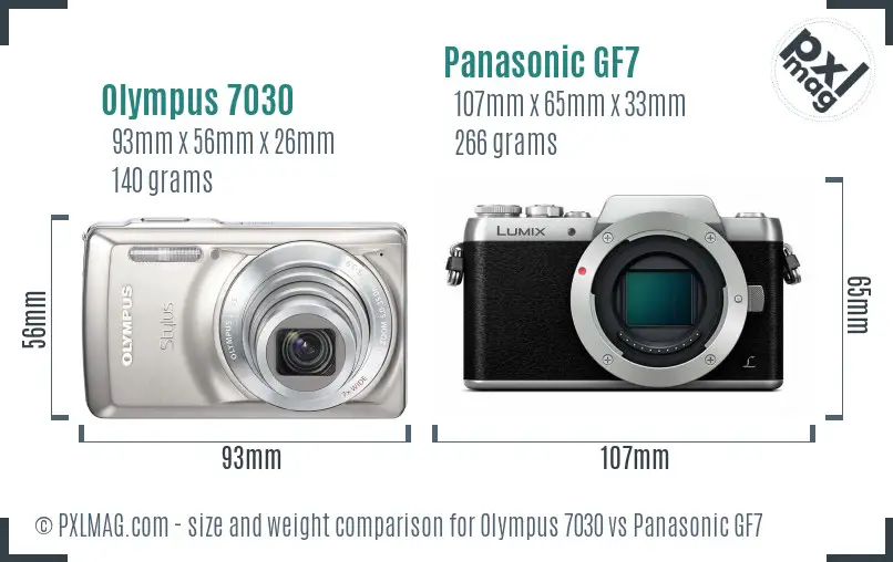 Olympus 7030 vs Panasonic GF7 size comparison