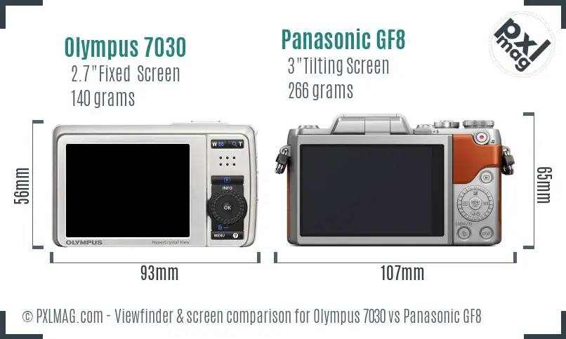 Olympus 7030 vs Panasonic GF8 Screen and Viewfinder comparison
