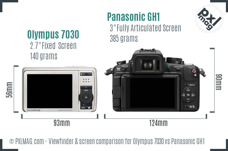Olympus 7030 vs Panasonic GH1 Screen and Viewfinder comparison