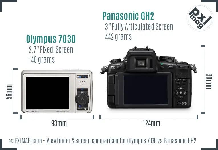 Olympus 7030 vs Panasonic GH2 Screen and Viewfinder comparison