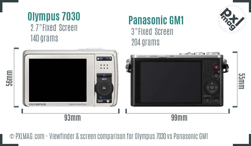 Olympus 7030 vs Panasonic GM1 Screen and Viewfinder comparison