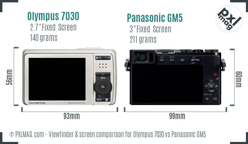 Olympus 7030 vs Panasonic GM5 Screen and Viewfinder comparison