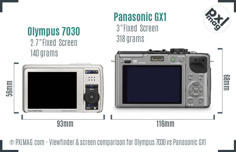 Olympus 7030 vs Panasonic GX1 Screen and Viewfinder comparison