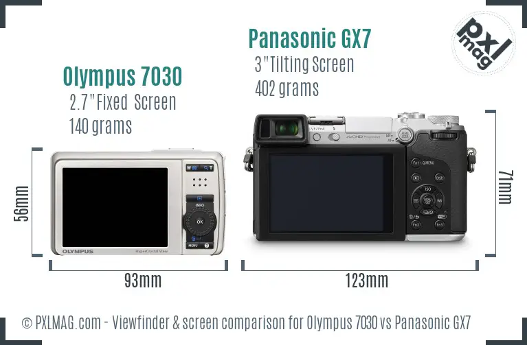 Olympus 7030 vs Panasonic GX7 Screen and Viewfinder comparison