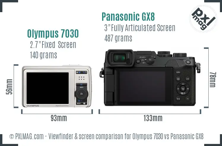 Olympus 7030 vs Panasonic GX8 Screen and Viewfinder comparison