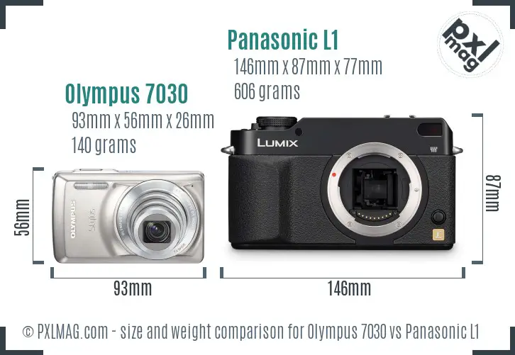 Olympus 7030 vs Panasonic L1 size comparison