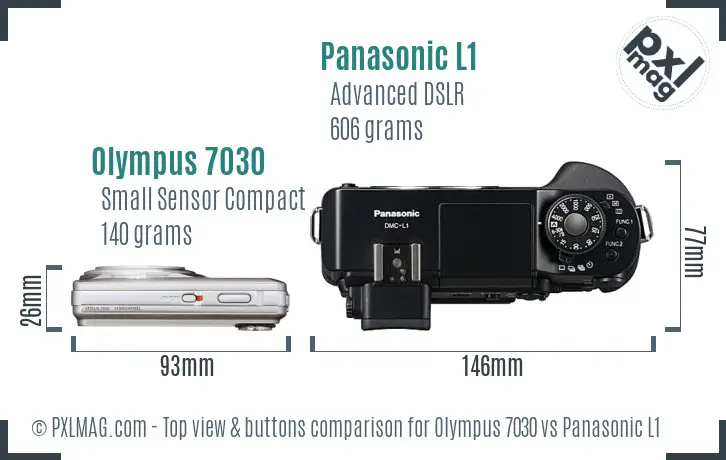 Olympus 7030 vs Panasonic L1 top view buttons comparison