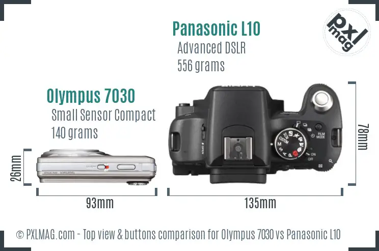 Olympus 7030 vs Panasonic L10 top view buttons comparison