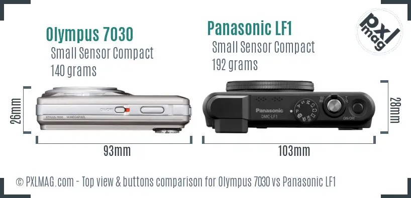 Olympus 7030 vs Panasonic LF1 top view buttons comparison