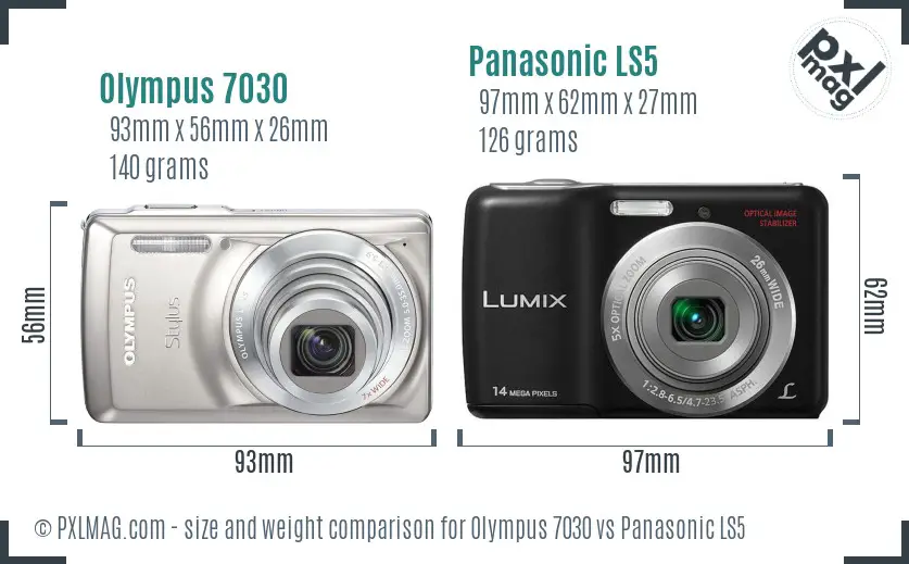 Olympus 7030 vs Panasonic LS5 size comparison