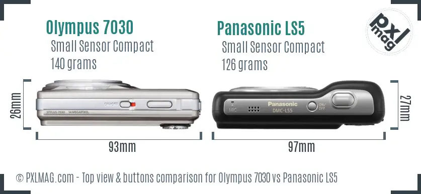 Olympus 7030 vs Panasonic LS5 top view buttons comparison