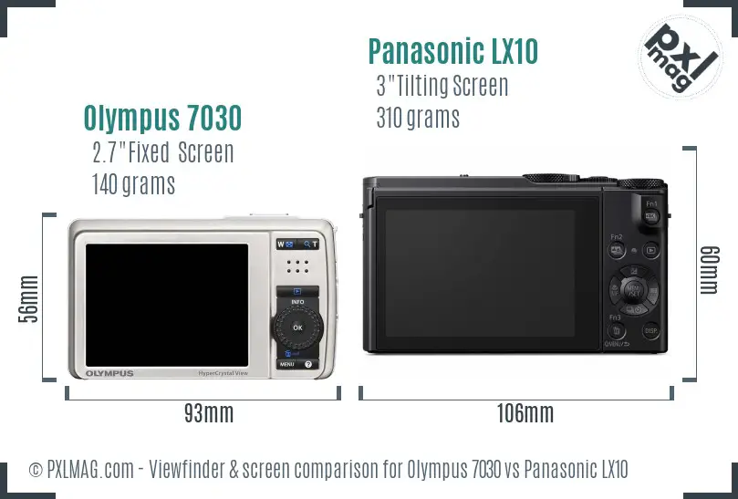 Olympus 7030 vs Panasonic LX10 Screen and Viewfinder comparison