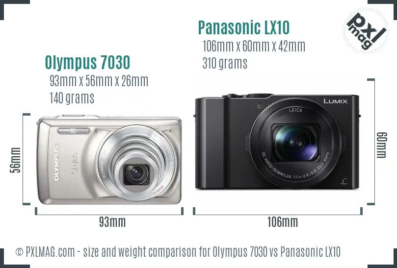 Olympus 7030 vs Panasonic LX10 size comparison