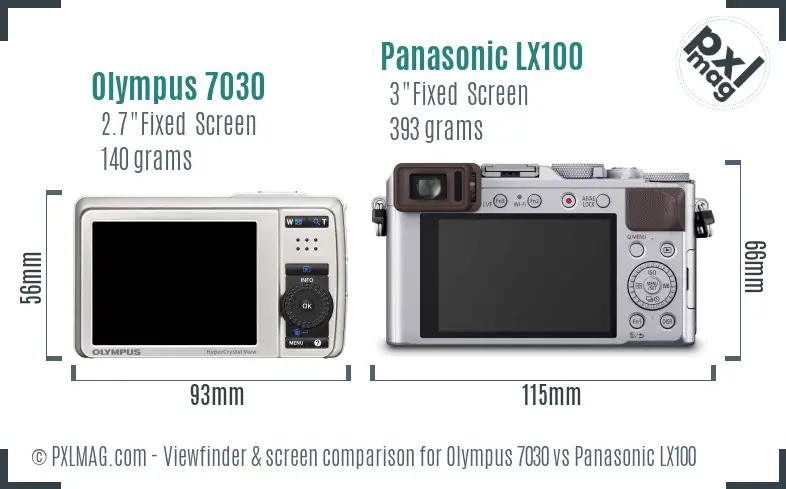 Olympus 7030 vs Panasonic LX100 Screen and Viewfinder comparison