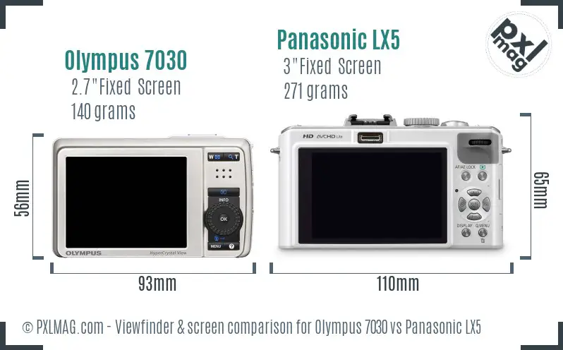 Olympus 7030 vs Panasonic LX5 Screen and Viewfinder comparison