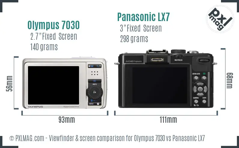 Olympus 7030 vs Panasonic LX7 Screen and Viewfinder comparison