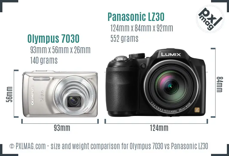 Olympus 7030 vs Panasonic LZ30 size comparison