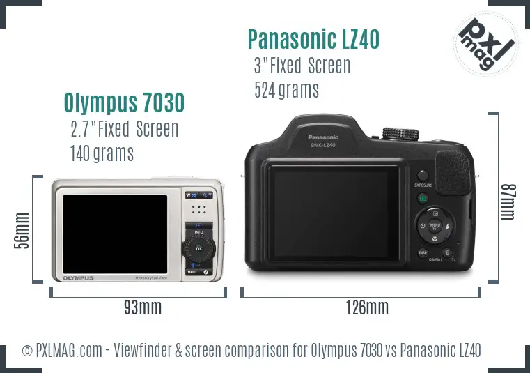 Olympus 7030 vs Panasonic LZ40 Screen and Viewfinder comparison