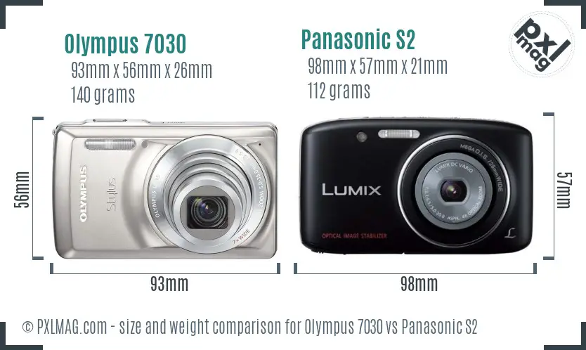 Olympus 7030 vs Panasonic S2 size comparison