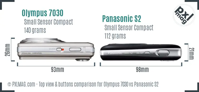 Olympus 7030 vs Panasonic S2 top view buttons comparison