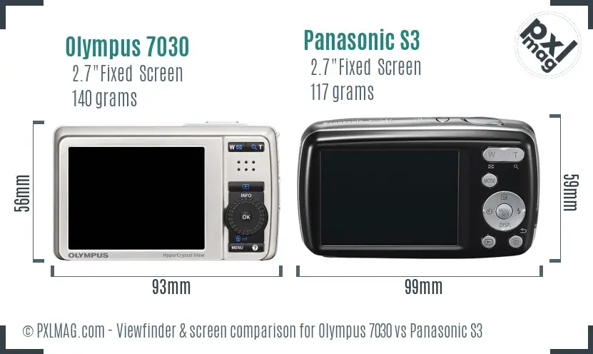 Olympus 7030 vs Panasonic S3 Screen and Viewfinder comparison