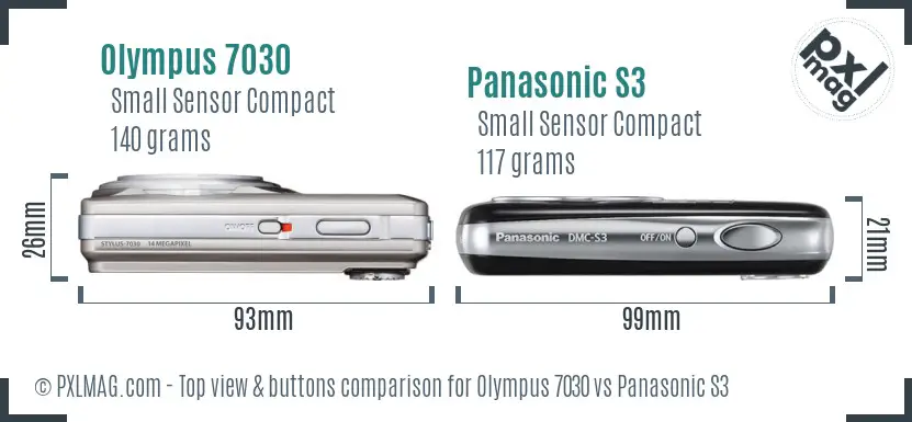 Olympus 7030 vs Panasonic S3 top view buttons comparison