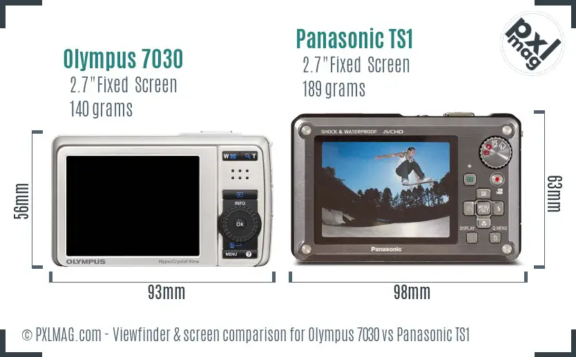 Olympus 7030 vs Panasonic TS1 Screen and Viewfinder comparison