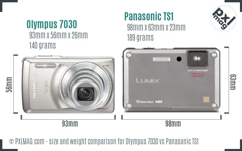 Olympus 7030 vs Panasonic TS1 size comparison