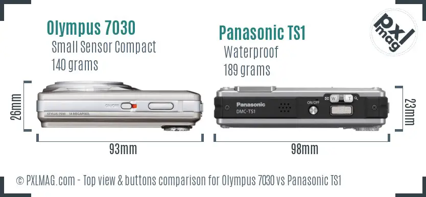 Olympus 7030 vs Panasonic TS1 top view buttons comparison