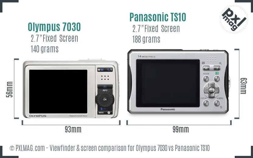 Olympus 7030 vs Panasonic TS10 Screen and Viewfinder comparison