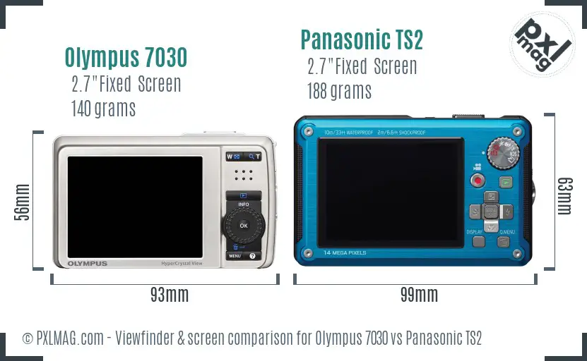 Olympus 7030 vs Panasonic TS2 Screen and Viewfinder comparison
