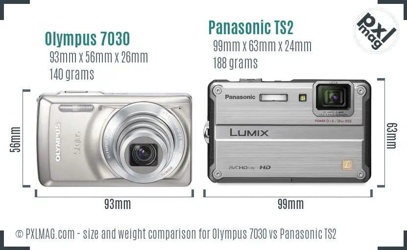 Olympus 7030 vs Panasonic TS2 size comparison
