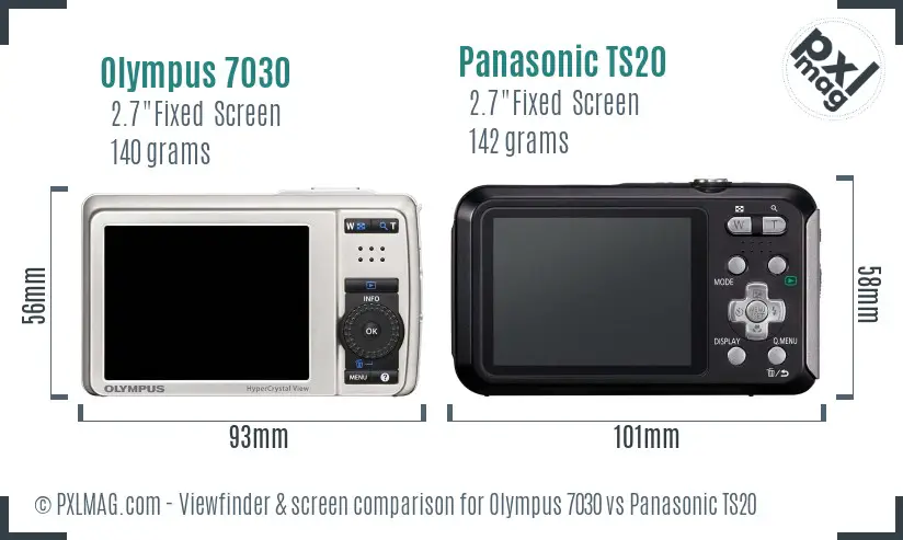 Olympus 7030 vs Panasonic TS20 Screen and Viewfinder comparison