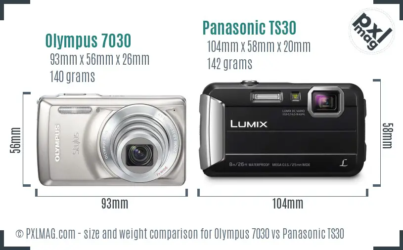 Olympus 7030 vs Panasonic TS30 size comparison