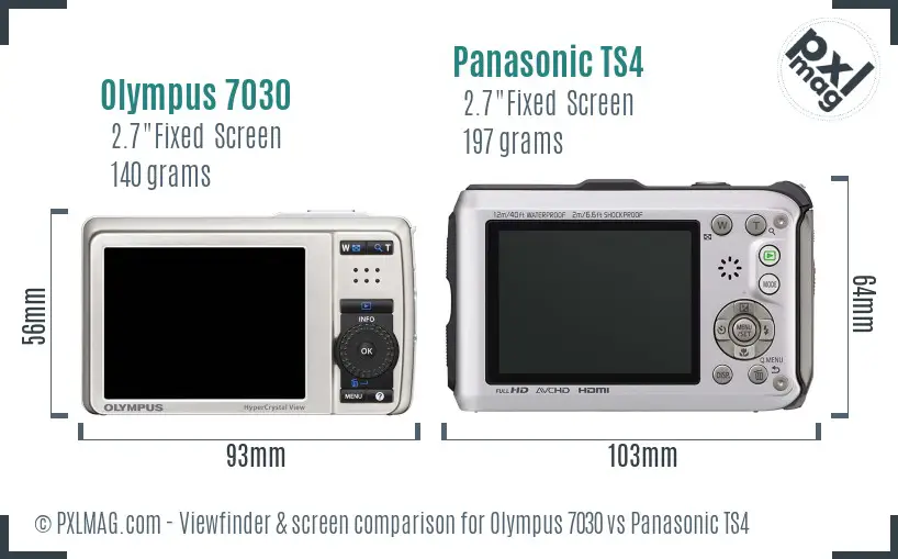 Olympus 7030 vs Panasonic TS4 Screen and Viewfinder comparison