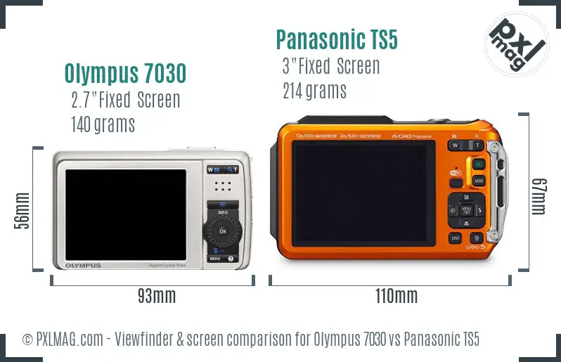 Olympus 7030 vs Panasonic TS5 Screen and Viewfinder comparison