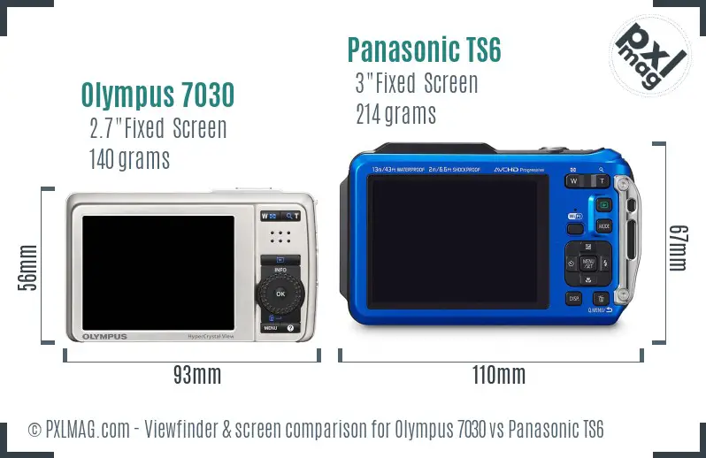 Olympus 7030 vs Panasonic TS6 Screen and Viewfinder comparison