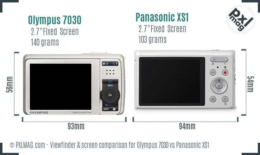 Olympus 7030 vs Panasonic XS1 Screen and Viewfinder comparison