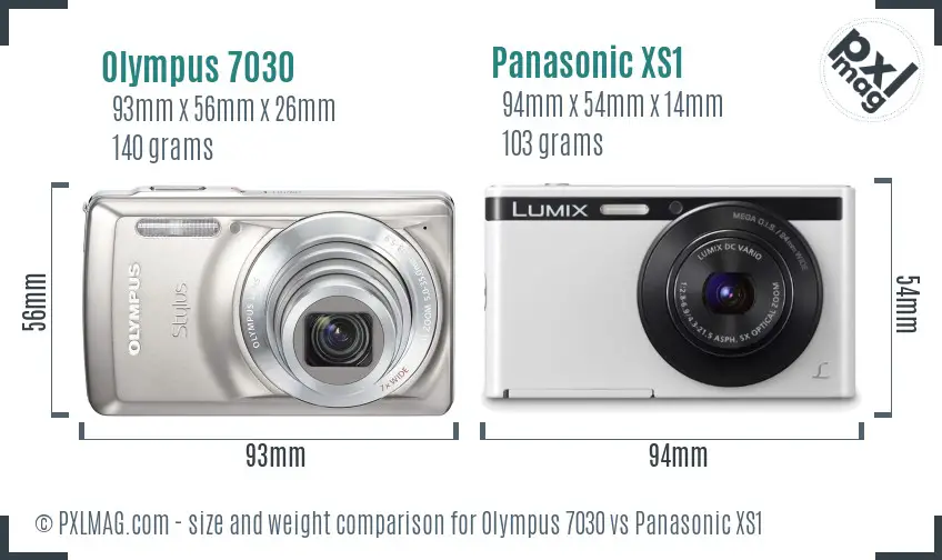 Olympus 7030 vs Panasonic XS1 size comparison