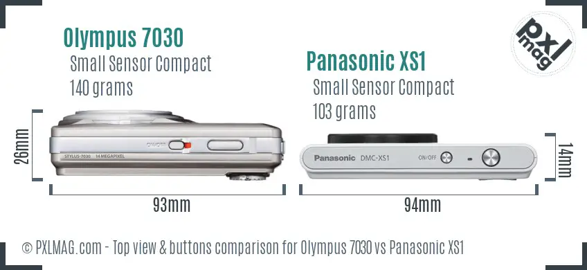 Olympus 7030 vs Panasonic XS1 top view buttons comparison